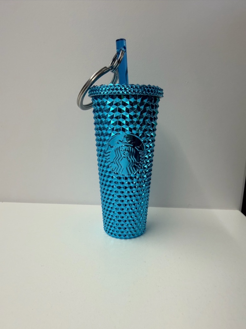 Starbucks Metallic Turquoise Studded Tumbler Keychain